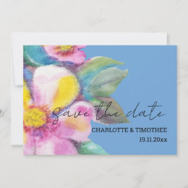 Rustik persikoblommor, vattenfärgskonst spara datumet