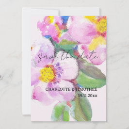 Rustik persikoblommor, vattenfärgskonst spara datumet