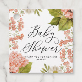 Rustik persikofärgad vattenfärg Hydrangeas Baby Sh Gåvor Etiketter