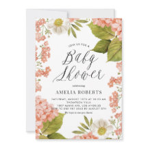 Rustik persikofärgad vattenfärg Hydrangeas Baby Sh