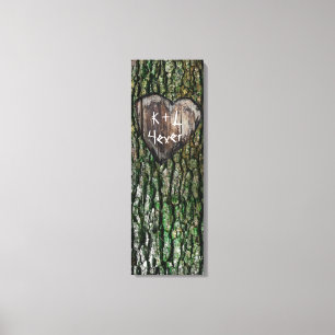 Rustik Personlig Carved Träd Heart Älskare Canvastryck