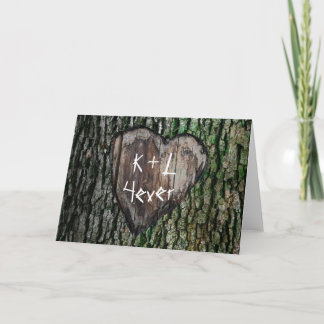 Rustik Personlig Carved Träd Heart Älskare Kort