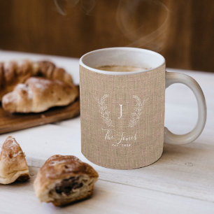 Rustik personlig för jordbruksfamiljens monogram kaffemugg