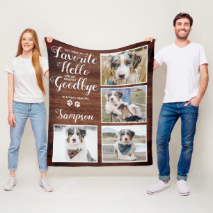Rustik Personlig Pet Memorial Photo Collage Fleecefilt