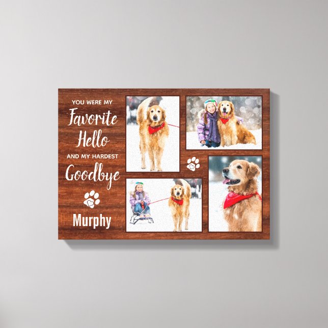 Rustik Personlig Pet Memorial Photo Collage Hund Canvastryck (Framsida)