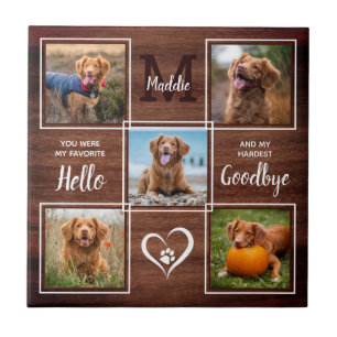Rustik Personlig Pet Memorial Photo Collage Kakelplatta
