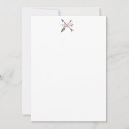 Rustik pil Fjäder Flower Stationary Tack Kort