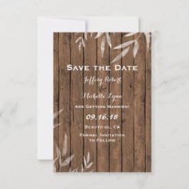 Rustik pil på trähochzeit spara datumet