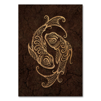 Rustik Pisces Zodiac-tecken på steneffekt Bordsnummer