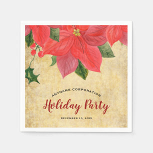 Rustik Poinsettia Företags Julfest Pappersservett