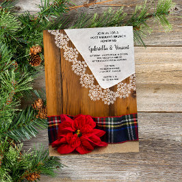 Rustik Poinsettia-rutig vinter-eftermiddagsbrunch  Inbjudningar