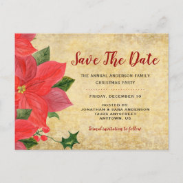 Rustik Poinsettia | Spara Datum Julfest Meddelande Vykort