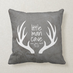 Rustik pojkrum med hjorthorn Little Man Cave Kudde