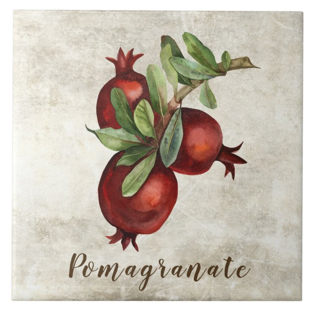 Rustik Pomegranat Falsk Keramisk Platta Kakelplatta (Framsidan)