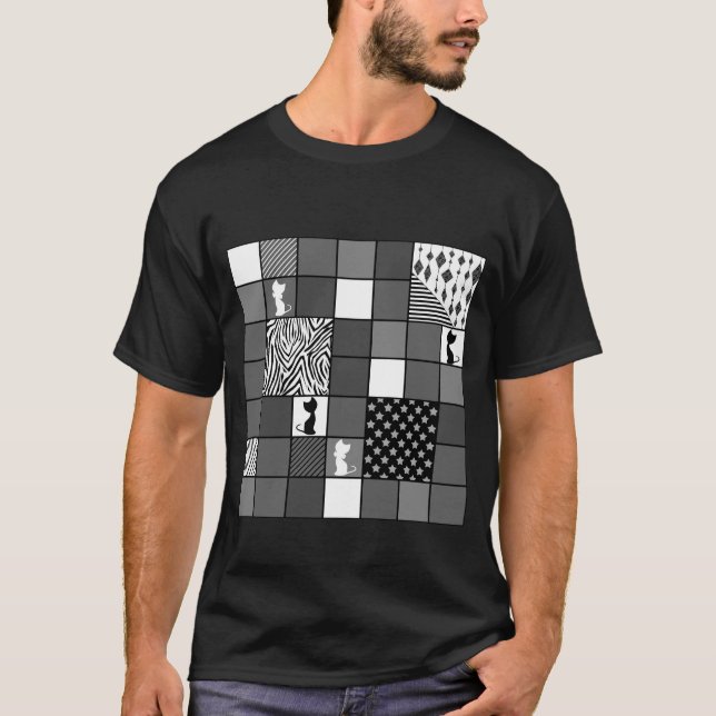 Rustik, Popular, Black and white, Patchwork, Simpl T Shirt (Framsida)