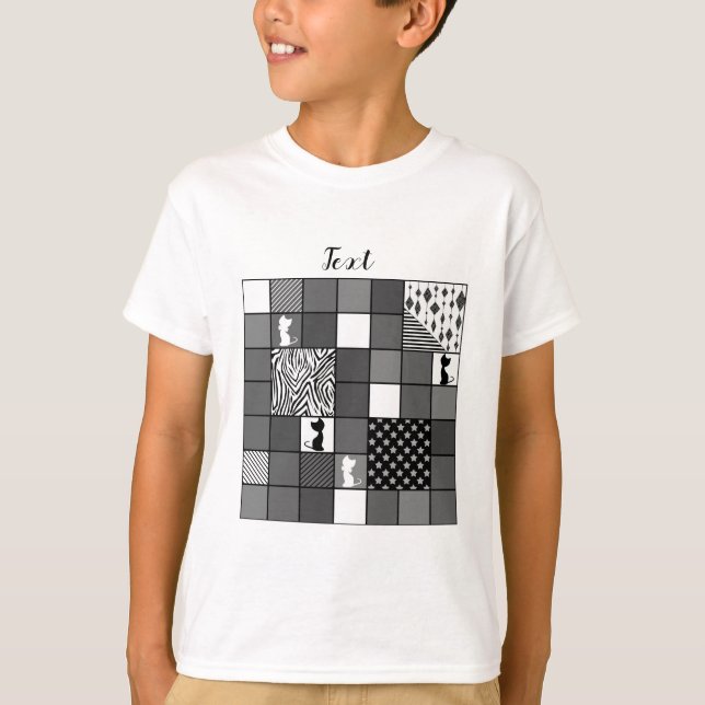 Rustik, Popular, Black and white, Patchwork, Simpl T Shirt (Framsida)