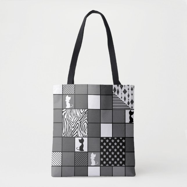 Rustik, Popular, Black and white, Patchwork, Simpl Tygkasse (Framsida)