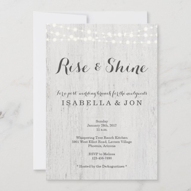 Rustik postbröllopsbrunch morgonen efter inbjudningar (Framsida)