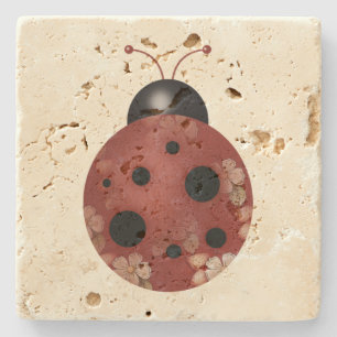Rustik primitiv Blommigt Ladybug Underlägg Sten