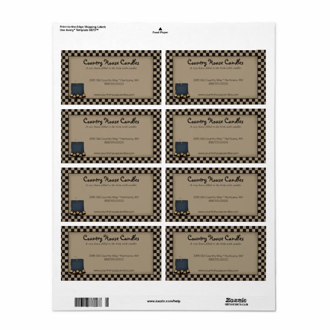 Rustik Primitiv Ljus Stribig Landsbygdsetikett Fraktsedel (Helt Ark)