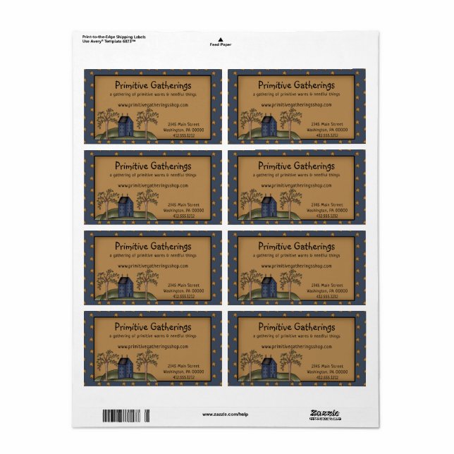 Rustik primitiv saltbox och stjärnleverans fraktsedel (Helt Ark)