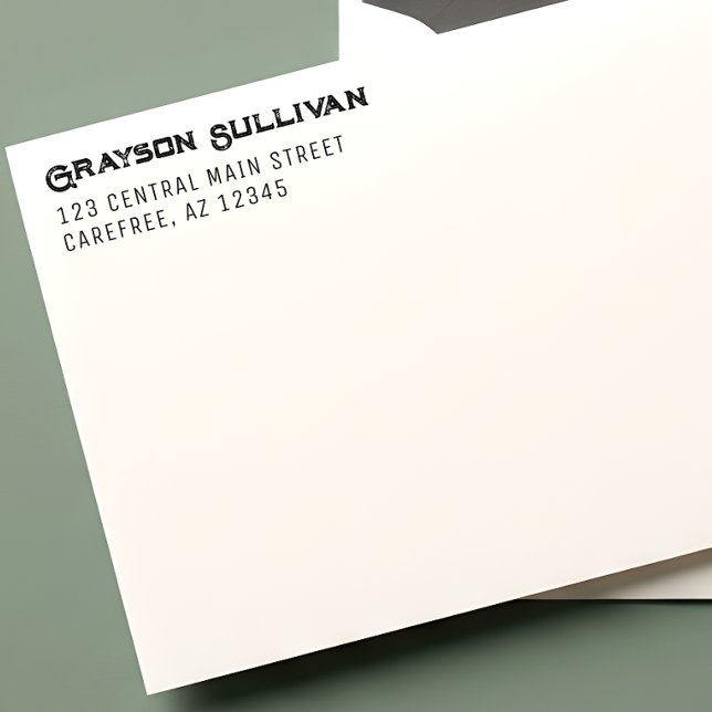 Rustik professionell vänsterjusterad adress självfärgande stämpel (Skapare uppladdad)