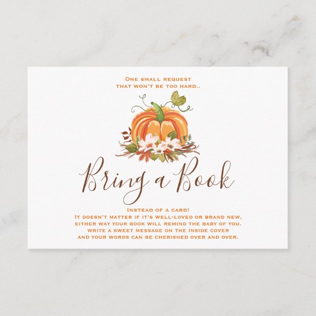 Rustik pumpa Ta med en bok Höstlig höstfest Tilläggskort (Framsida)