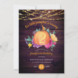 Rustik Pumpkin ANY Birthday Watercolor FALL Modern Inbjudningar
