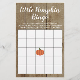 Rustik Pumpkin Fall Baby Shower Gift Bingo Card