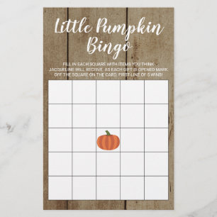 Rustik Pumpkin Fall Baby Shower Gift Bingo Card