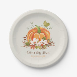 Rustik Pumpkin Papper Plate Baby Shower Höstfall