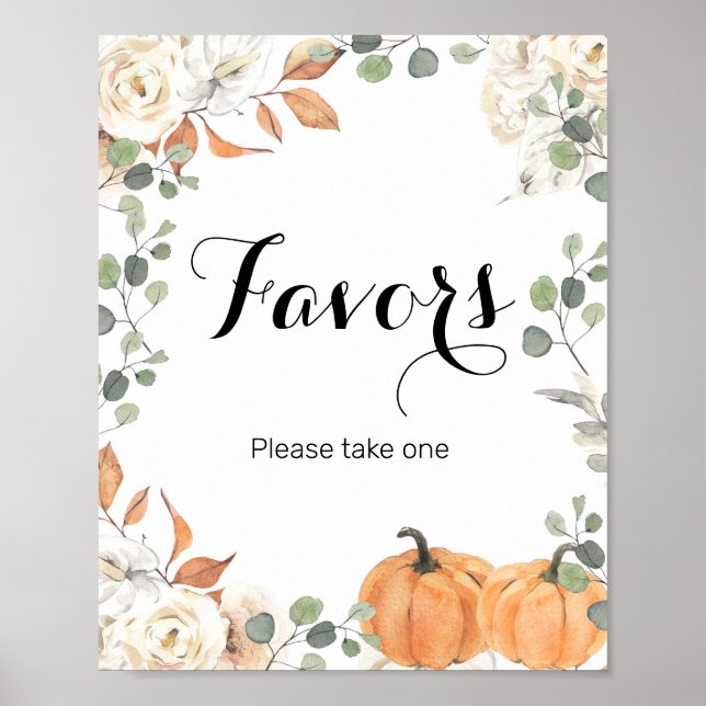Rustik pumpkin Watercolor Favor-tecken Poster (Framsidan)