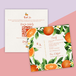 Rustik QR-kod Citrus Orange Höst Bröllopsdetaljer Tilläggskort