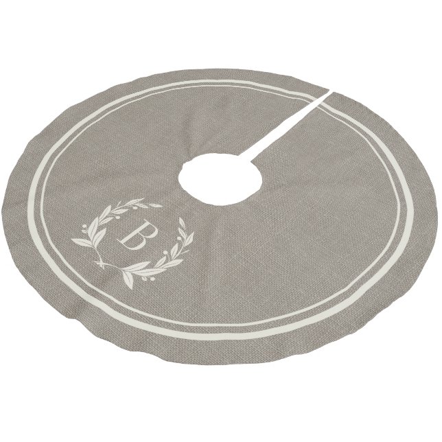 Rustik Rand och andedräkt Monogram Träd Julgransmatta Borstad Polyester (Vinklad)