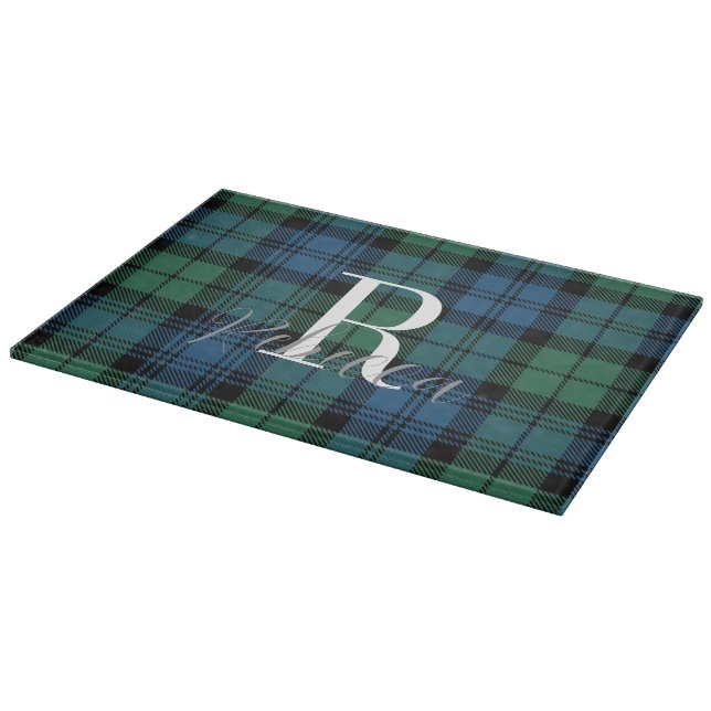 Rustik randig monogram grön Campbell Tartan  (Hörn)