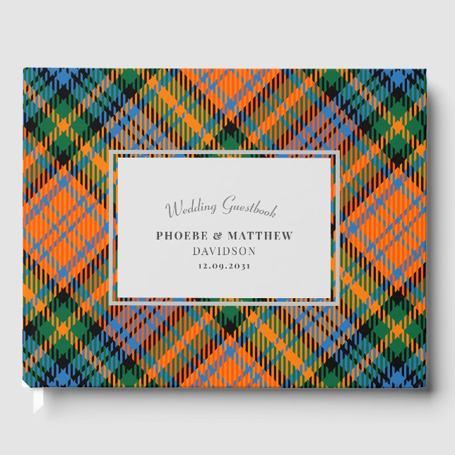 Rustik randig Murray Orange Grön Tartan Gästböcker (Framsida)