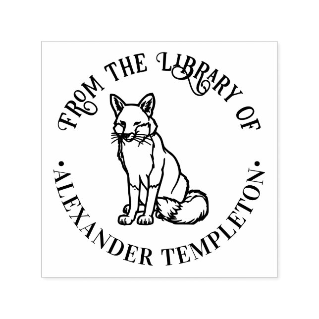 Rustik räv sittande “Från bibliotek av” Boknamn Självfärgande Stämpel (Design)