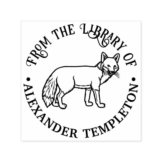 Rustik rävkontur ”Från bibliotek av” Boknamn Självfärgande Stämpel (Design)