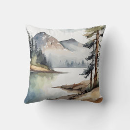 Rustik reat Mountain Watercolor Thmet Kudde
