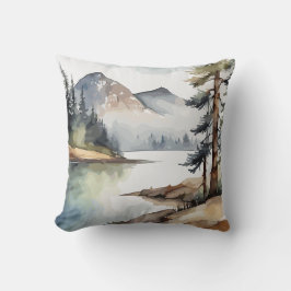 Rustik reat Mountain Watercolor Thmet Kudde