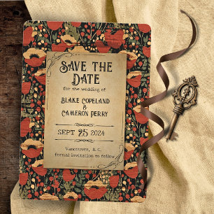 Rustik Red Poppies-Vintagen - Spara datumkortet Datumet