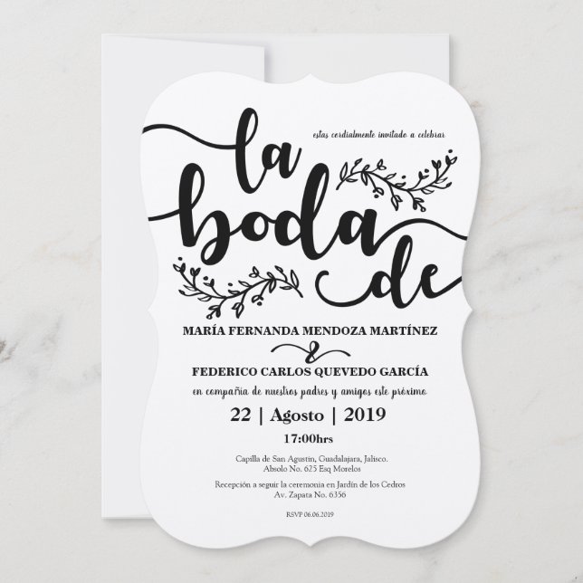 Rustik redigerbar spansk bröllopsinbjudan inbjudningar (Framsida)