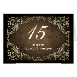 Rustik Regal Ornamental Brown och Guld Bröllop OBS Kort