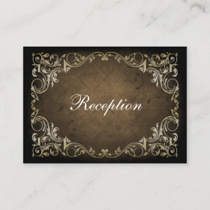 Rustik Regal Ornamental Brown och Guld Bröllop Tilläggskort