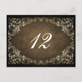 Rustik Regal Ornamental Brown och Guld Bröllop Vykort