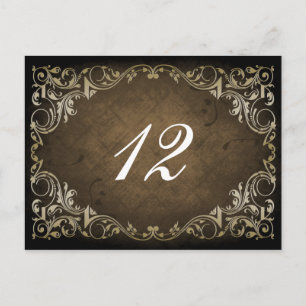 Rustik Regal Ornamental Brown och Guld Bröllop Vykort