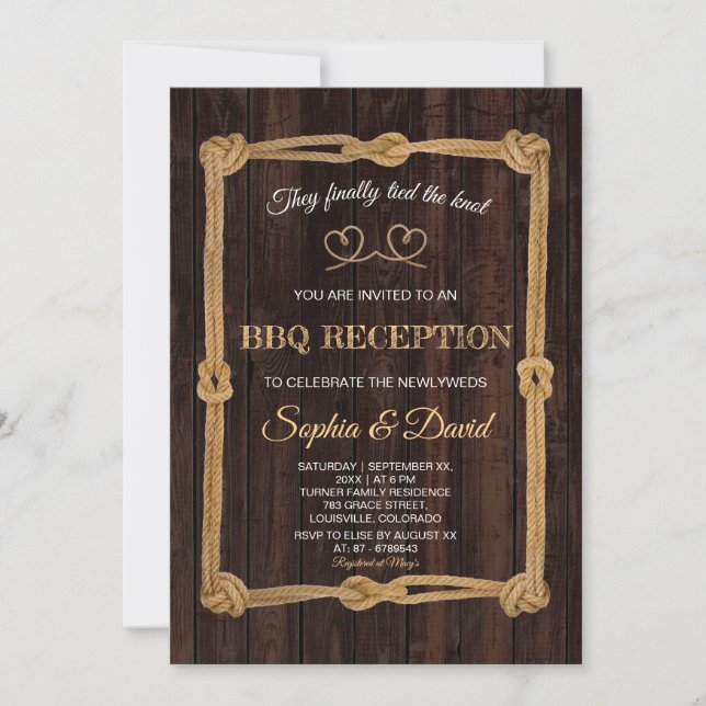 Rustik Rep Bröllopsfest BBQ-mottagning Inbjudningar (Framsida)