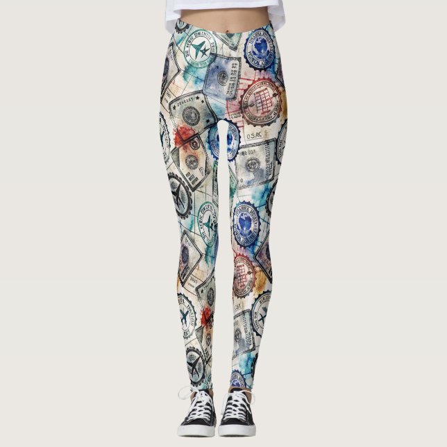 Rustik Resestämpel Resemönster (2) Leggings (Framsida)