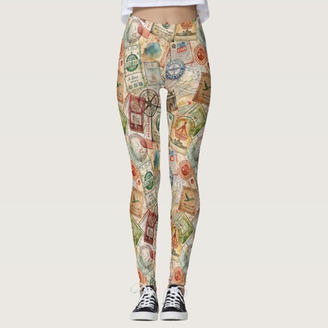 Rustik Resestämpel Resemönster (5) Leggings (Framsida)