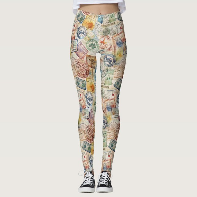 Rustik Resestämpel Resemönster (6) Leggings (Framsida)